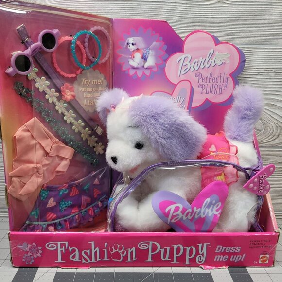 Barbie Fashion Puppy Dress Me Up‎ Plush Dog Talking Toy Carrier Leash Outfits - Picture 1 of 9